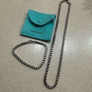 TIFFANY & CO VENETIAN CHAIN BRACELET & NECKLACE SET - SILVER